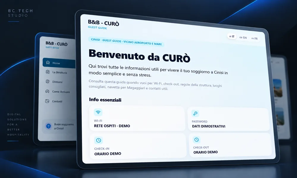 Interfaccia della Digital Guest Guide realizzata per CURÒ B&B